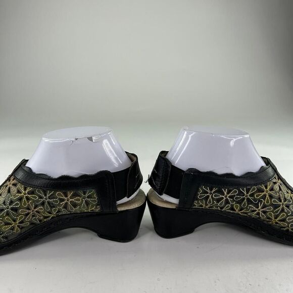 Pikolinos Romano Floral Cutout Sandals Shoes US 8.5 Black Green Hippie Boho - Picture 8 of 10